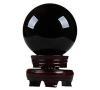 Black Obsidian Crystal Ball with Stand Sphere Balls for Witchcraft and Decorative,Black-12cm