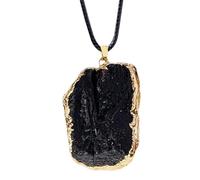 Black Obsidian Necklace - Volcanic Stone Pendant, Healing Energy Amulets, Minimal Gothic Fashion Accessory | Spiritual Protection Crystal Charm, Meditation Yoga Daily Wear Necklace Jewelry for Men