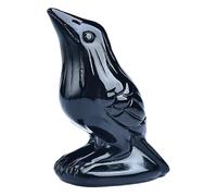 Black Obsidian Raven Statue - Crystal Crow Sculpture | Creative Bird Figurine with Decorative Charm, Home Bedroom Ornament for Men Women Girls, Animal Display Accent for Office Shelf Tabletop