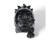 Black Obsidian Stone Dragon Turtle Statue, Hand-Carved Feng Shui Sculpture Home Office Decor for Housewarming Gift Figurines,12cm/4.7in Gemstone Stone