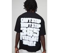 Black Oversized Boxy Extended Neck 365 Hustle Graphic T-Shirt homme - noir - XS, noir