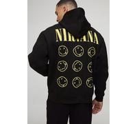 Black Oversized Boxy Nirvana Puff Print License Printed Hoodie homme - noir - S, noir