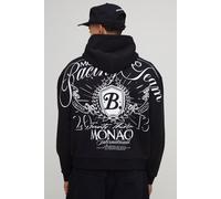 Black Oversized Boxy Over Seam Racing Team Printed Hoodie homme - noir - M, noir