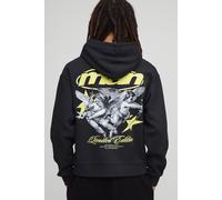 Black Oversized Boxy Zip Through Renaissance Star Washed Hoodie homme - noir - XS, noir