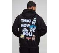 Black Oversized Disney Pixar Cars License Printed Hoodie homme - noir - XS, noir