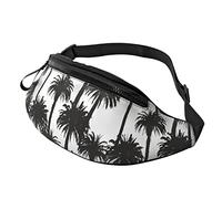 Black Palm Trees Casual Fanny Waist Pack pour Hommes Femmes Ceinture Réglable Sac De Taille pour Voyager Randonnée Cyclisme Courir Festival Rave