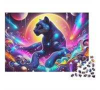 Black Panther 1000 Pièces Puzzle pour Adultes Adolescents Panthère sur la Lune dans des Couleurs Cosmiques Impossible Difficile | Superbe Idée Cadeau 38x26cm/1000pcs