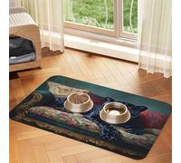 Black Panther on the Sofa Tapis de nourriture pour animaux de compagnie 60 x 40 cm absorbant et antidérapant en cuir synthétique avec fond en caoutchouc et dessous en caoutchouc à séchage rapide