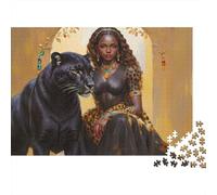 Black Panther Queen 100% Recycled Cardboard Woman with Black Panther 1000 Piece Jigsaws for Adults Unique Classic Educational Games 52x38cm/1000pcs