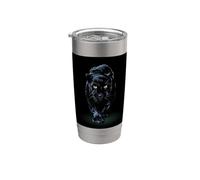 Black Panther Walking Toward Shadow - Cadeau pour amoureux des chats sauvages Gobelet isotherme en acier inoxydable double paroi