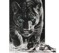 Black Panther with Blue Eyes Puzzles 1000 Pieces Cadeau Unique Jeu Éducatif Défi Jouet À De Qualité Supérieure Peinture Art pour Adultes Et Enfants À Partir De 14 Ans 1000pcs (40x28cm)