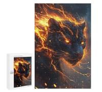 Black Panther with Fiery Aura -1 Puzzle 1000 Pièces Educa Jouet en Bois Cadeau Unique Décoration Intérieure Jeu Éducatif Challenge Toy Adultes Et Enfants À Partir De 14 Ans 1000 PCS
