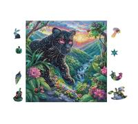 Black Panthère in Moonlight Forêt 100 Pièces Puzzle Expert Confirmé en Carton Rigide Haute Densité Très Difficile Motif Complexe Décoration Murale Cadeau Premium 28x28cm