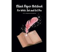 Black Paper Notebook For White Ink And Gel Pen - Pink Feather: Small Notebook with black paper with white lines for creative writing