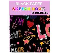 Black Paper Sketch Book & Journal: Cute Black Cover Sketchbook & Notebook With Lined & Blank Pages For Doodles Drawing / 120 Page 8.5 " *11" Inches / For Gel Ink Pens Chalk And Pastels / Kids Women Gi