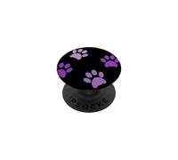 Black Paws Dog Mom Phone Pop Up Holder Cute Purple Paw Print PopSockets PopGrip Adhésif