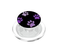 Black Paws Dog Mom Phone Pop Up Holder Cute Purple Paw Print PopSockets PopGrip pour MagSafe