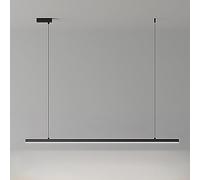 Black Pendant Light Minimalist Linear Chandelier Ceiling Lamp LED Kitchen Island Lighting Fitting Long Strip Hanging Dining Table Fixture Office Chandeliers