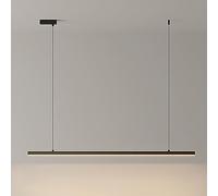 Black Pendant Light Minimalist Linear Chandelier Ceiling Lamp LED Kitchen Island Lighting Fitting Long Strip Hanging Dining Table Fixture Office Chandeliers