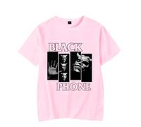 Black Phone Movie Merch Horror Mask Classic Graphic Tee T-Shirt Unisexe Pulls Streetwear Manches Courtes, rose, 3XL