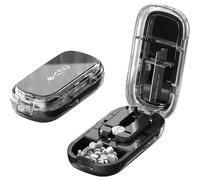 (Black)Pill Cutter, Precision Pill Cutter, Compact and Portable, 1 Split into 2, 1 Split into 4, Multifunctional Medicine Cutter, Medicine Box