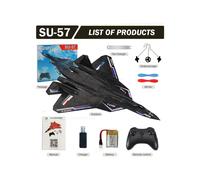 (Black) Planeur radiocommandé SU-57 avec éclairage LED 2,4 GHz, en mousse EPP.