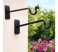 Black Plant Hooks for Wall 7.5 inch, Hanging Capacity 37.5 lbs, Heavy Duty Hanging Plant Bracket Outdoor, Indoor 2pcs