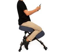 BLACK POINT O'KNEEL Basic | Chaise Ergonomique en Lin pour Enfants et Adultes | Siège réglable pour Les Genoux | Coussin Confortable | L'ensemble Comprend Une Housse de Chaise Bleue