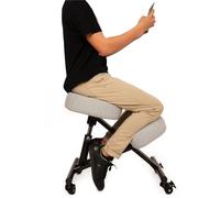 BLACK POINT O'KNEEL Basic | Chaise Ergonomique en Lin pour Enfants et Adultes | Siège réglable pour Les Genoux | Coussin Confortable | L'ensemble Housse de Chaise Gris Clair Incluse