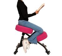 BLACK POINT O'KNEEL Basic | Chaise Ergonomique en Lin pour Enfants et Adultes | Siège réglable pour Les Genoux | Coussin Confortable | L'ensemble Comprend Une Housse de Chaise Rose