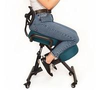BLACK POINT O'KNEEL - Chaise à Genoux Ergonomique avec Dossier | Siège Assis-Genoux Réglable pour Bureau & Maison | Posture Droite & Confortable | L'ensemble comprend une housse en lin turquoise foncé