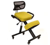 BLACK POINT O'KNEEL - Chaise à Genoux Ergonomique avec Dossier | Siège Assis-Genoux Réglable pour Bureau & Maison | Posture Droite & Confortable | Housse en Lin Vert Incluse