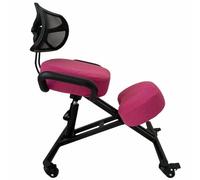 BLACK POINT O'KNEEL - Chaise à Genoux Ergonomique avec Dossier | Siège Assis-Genoux Réglable pour Bureau & Maison | Posture Droite & Confortable | Housse en Lin Rose Incluse