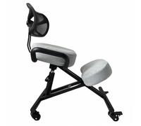 BLACK POINT O'KNEEL - Chaise à Genoux Ergonomique avec Dossier | Siège Assis-Genoux Réglable pour Bureau & Maison | Posture Droite & Confortable | Housse en Lin Gris Clair Incluse