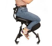 BLACK POINT O'KNEEL - Chaise à Genoux Ergonomique en Éco-Cuir avec Dossier | Siège Assis-Genoux Réglable pour Bureau & Maison | Posture Droite & Confortable | Housse en Lin Noir Incluse