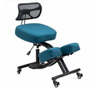 BLACK POINT O'KNEEL Pro - Chaise Ergonomique à Genoux en Cuir écologique | Chaise réglable avec Dossier Respirant | Améliore la Posture et réduit la Douleur | Housse en Lin Turquoise foncé Incluse