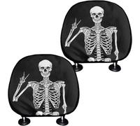 Black Polyester Skull Head Rest Cover For Car Seat Comfortable