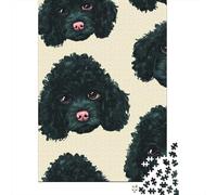 Black Poodle Pattern Puzzle 1000 Pieces Cadeau Unique Jeu Éducatif Défi Jouet À De Qualité Supérieure Peinture Art pour Adultes Et Enfants À Partir De 14 Ans 52x38cm/1000pcs