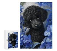 Black Poodle with Blue Flowers Puzzle 1000 Pièces Educa Jouet en Bois Cadeau Unique Décoration Intérieure Jeu Éducatif Challenge Toy Adultes Et Enfants À Partir De 14 Ans 300 PCS