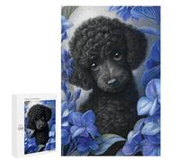 Black Poodle with Blue Flowers Puzzle 1000 Pièces Educa Jouet en Bois Cadeau Unique Décoration Intérieure Jeu Éducatif Challenge Toy Adultes Et Enfants À Partir De 14 Ans 1000 PCS