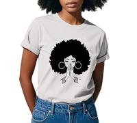 Black Power Black Girl T-shirt graphique pour femme | T-shirt de concert de musique pour femmes africaines | Vêtements afro élégants pour femme été ample, Blanc., S