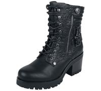 Black Premium by EMP Femme bottines noires à lacets avec deux boucles décoratives