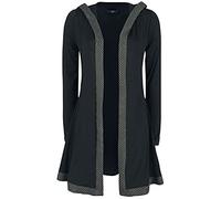 Black Premium by EMP Femme Cardigan Noir avec Capuche et Bordure à nœuds L