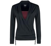 Black Premium by EMP Femme Chemise Noire à Manches Longues en Look Portefeuille avec Une Semelle colorée