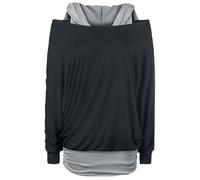 Black Premium by EMP Femme Chemise Noire Ample à Manches Longues en Look Double Couche