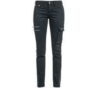 Black Premium by EMP Femme Jean Noir avec Fermetures éclair W29L32