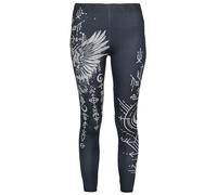 Black Premium by EMP Femme Leggings Noirs avec imprimé intégral d'oiseaux XXL