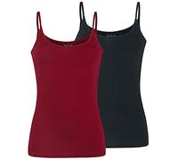 Black Premium by EMP Femme Lot de Deux Tops Noirs et Rouges L