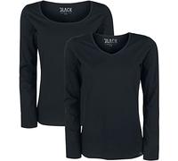Black Premium by EMP Femme Pack de 2 T-Shirt Manches Longues Noirs Basique. 3XL