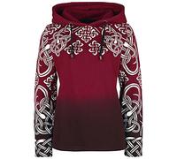 Black Premium by EMP Femme Pull à Capuche Rouge avec imprimé Celtique